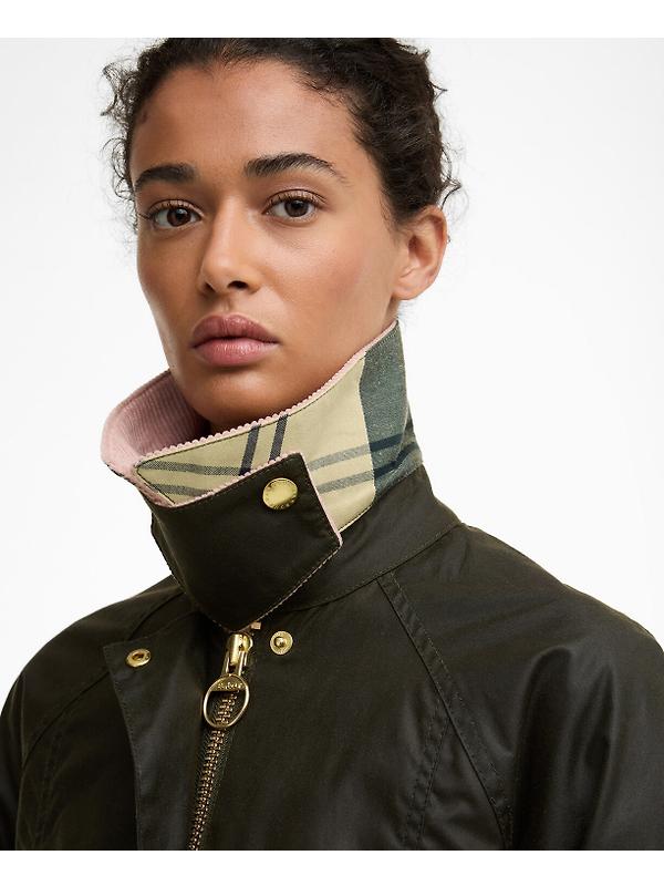 Barbour Women's Cropped Beadnell Wax Jacket - Archive Olive/Ancient/Gardenia Image 5