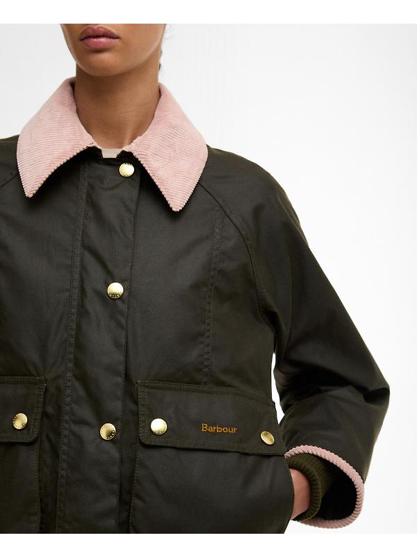 Barbour Women's Cropped Beadnell Wax Jacket - Archive Olive/Ancient/Gardenia Image 6