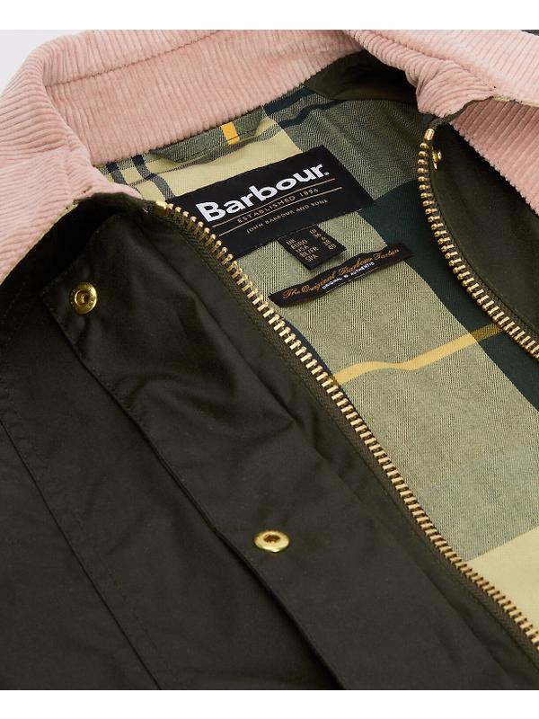 Barbour Women's Cropped Beadnell Wax Jacket - Archive Olive/Ancient/Gardenia Image 7