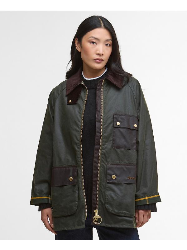 Barbour Women's Luella Wax Jacket - Fern/Ancient Tartan Image 2
