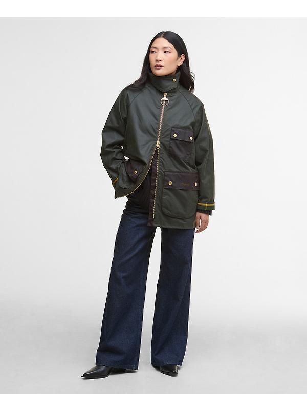 Barbour Women's Luella Wax Jacket - Fern/Ancient Tartan Image 3
