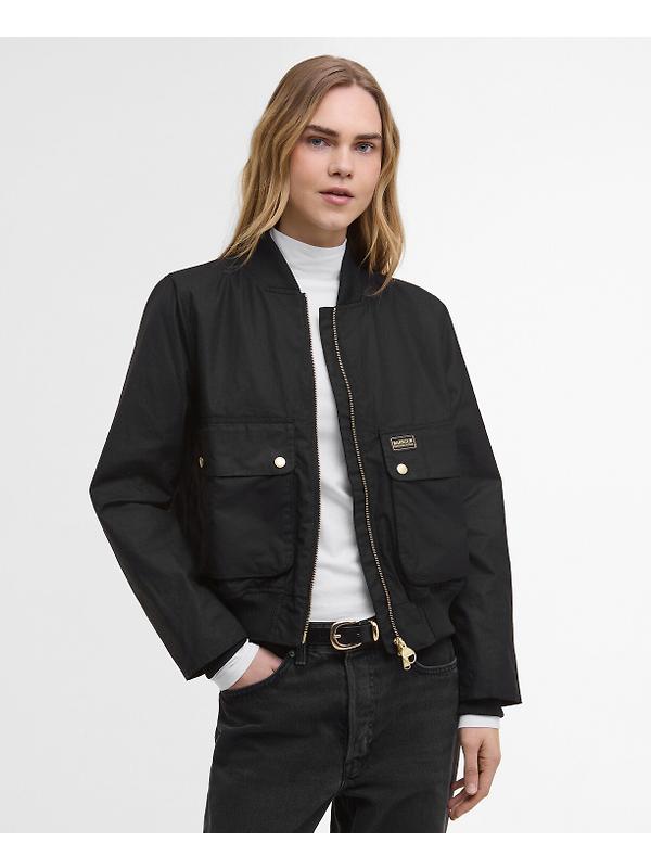 Barbour International Women's Patsy Wax Bomber Jacket - Black Image 2