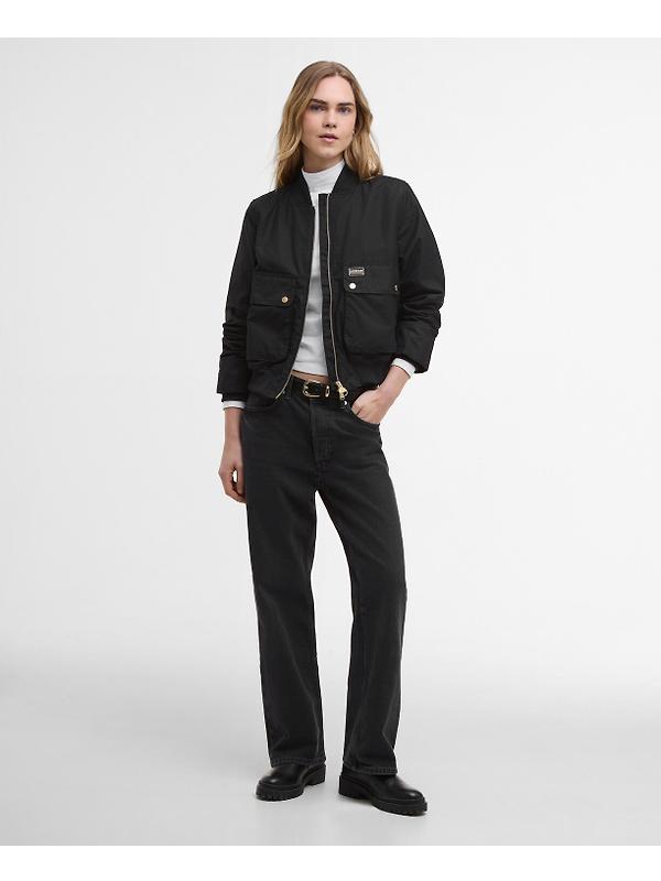 Barbour International Women's Patsy Wax Bomber Jacket - Black Image 3