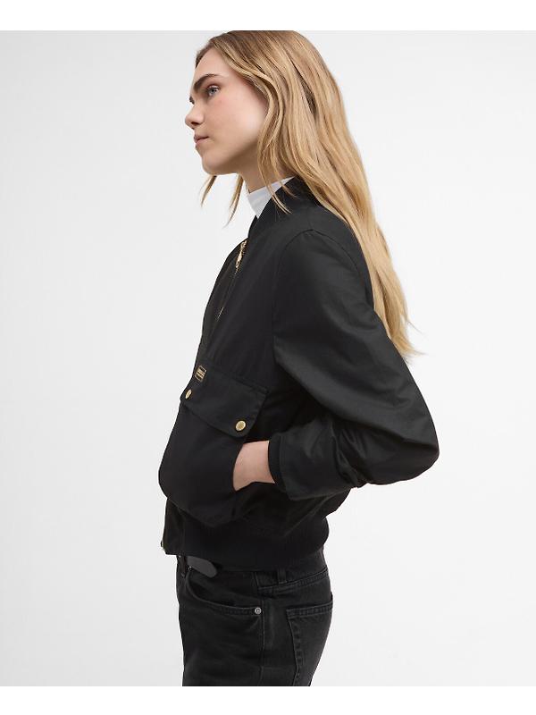 Barbour International Women's Patsy Wax Bomber Jacket - Black Image 5