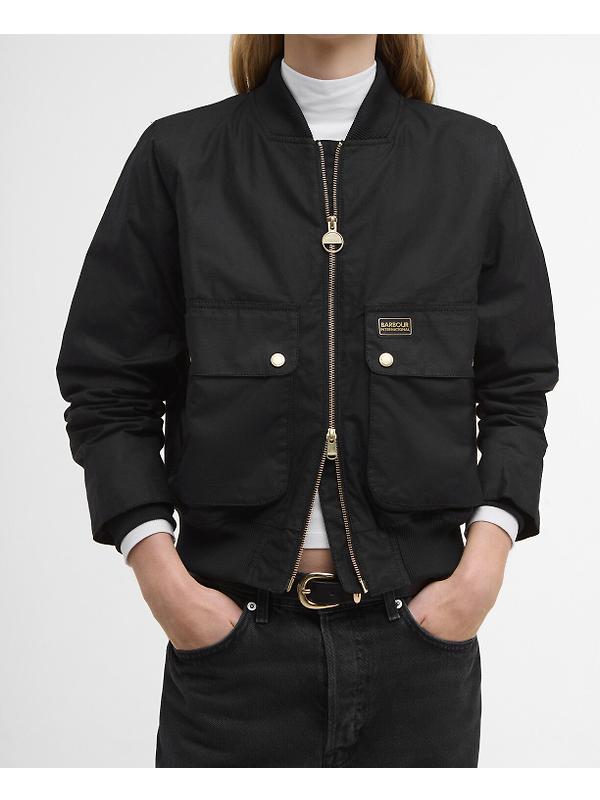 Barbour International Women's Patsy Wax Bomber Jacket - Black Image 6