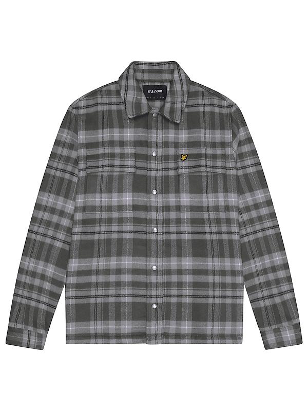 Lyle & Scott Men's Brushed Tartan Overshirt - Warm Grey Image 1