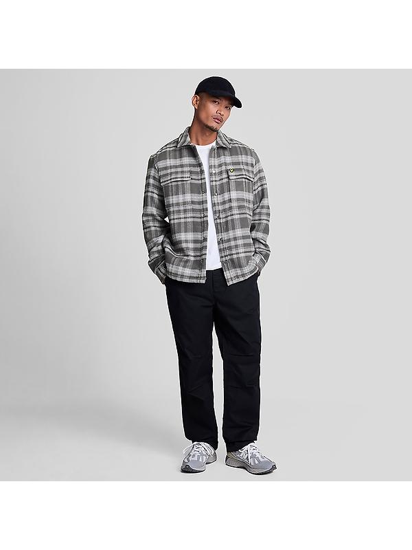 Lyle & Scott Men's Brushed Tartan Overshirt - Warm Grey Image 3