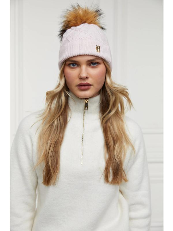 Holland Cooper Cortina Beanie Bobble Hat - Soft Pink Image 4