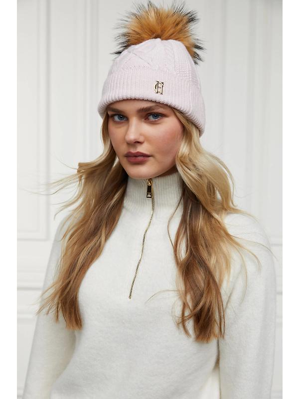 Holland Cooper Cortina Beanie Bobble Hat - Soft Pink Image 3