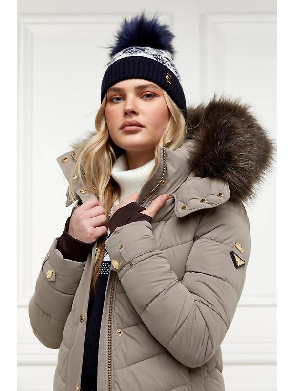 Holland Cooper Beatrice Beanie Bobble Hat - Ink Navy Cream Image 3