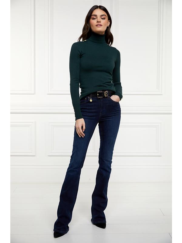 Holland Cooper Women's Buttoned Knit Roll Neck - Deep Emerald Image 5