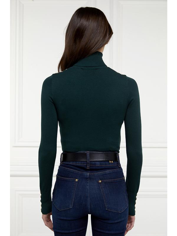 Holland Cooper Women's Buttoned Knit Roll Neck - Deep Emerald Image 6