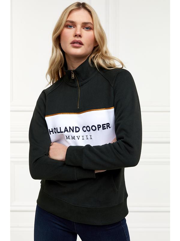 Holland Cooper Women's Sporting Heritage Zip Henley - Racing Green Image 4