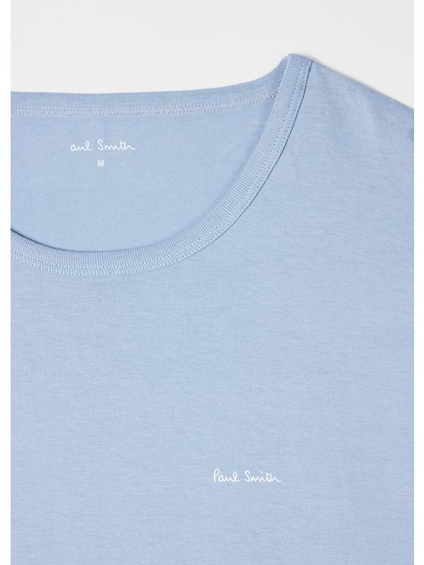 Paul Smith Men's Organic Cotton Logo 3 Pack Lounge T-Shirts - White/Sky Blue/Black Image 5
