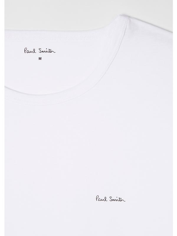 Paul Smith Men's Organic Cotton Logo 3 Pack Lounge T-Shirts - White/Sky Blue/Black Image 7