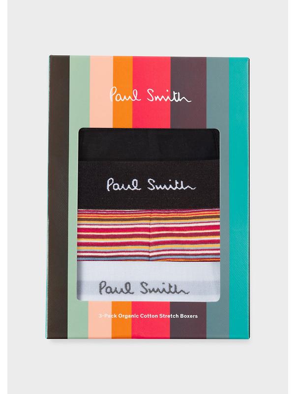 Paul Smith Men's Organic Cotton Signature Stripe 3 Pack Boxer Briefs - Multi Image 2
