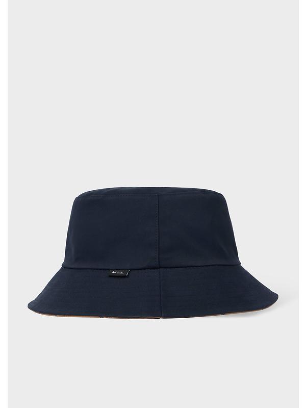 Paul Smith Men's Reversible Cotton-Nylon Bucket Hat - Navy/Beige Image 2