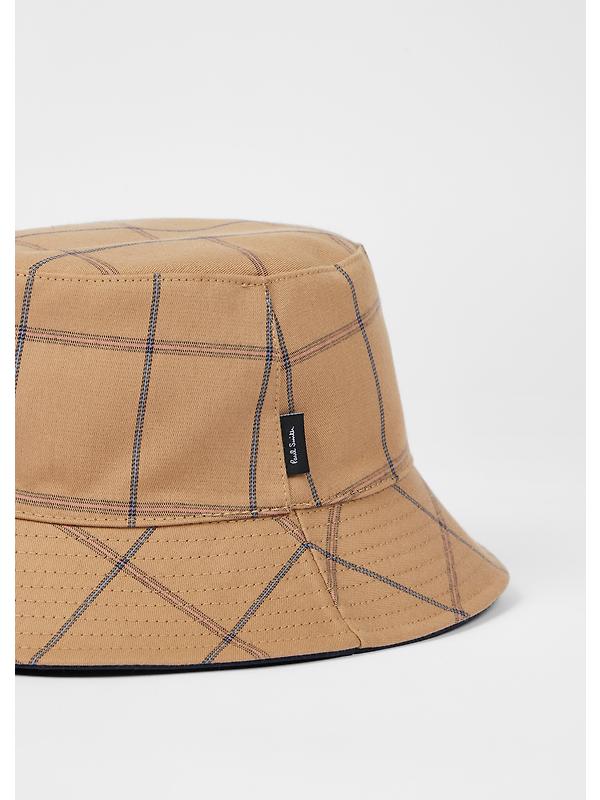 Paul Smith Men's Reversible Cotton-Nylon Bucket Hat - Navy/Beige Image 5