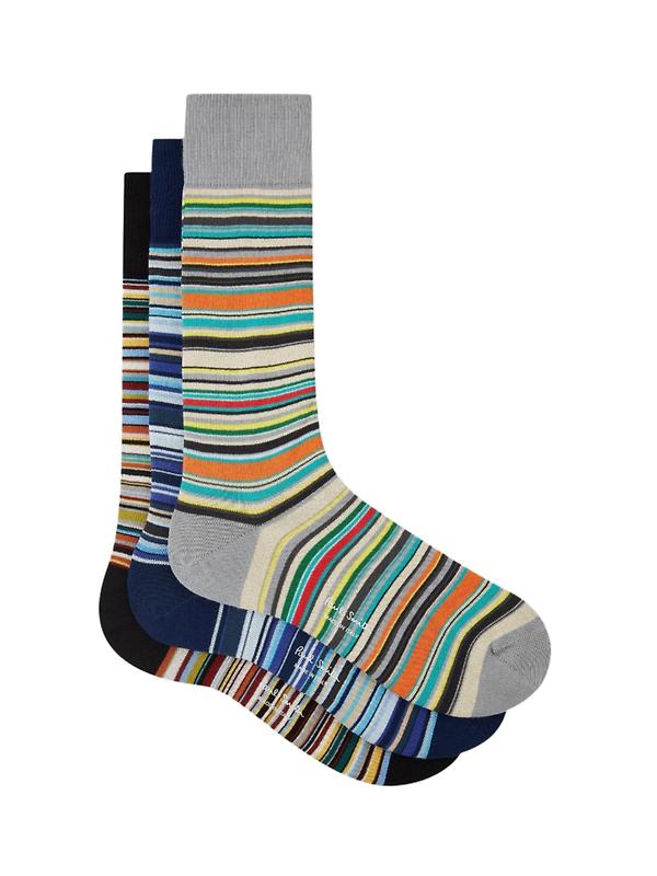 Paul Smith Men's Signature Stripe 3 Pack Socks - Tri-Colour Image 2