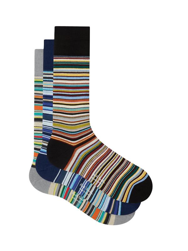 Paul Smith Men's Signature Stripe 3 Pack Socks - Tri-Colour Image 1