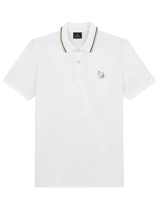 Product image of Paul Smith Men's Regular Fit Stretch-Cotton 'Broad Stripe Zebra' Polo Shirt  - White