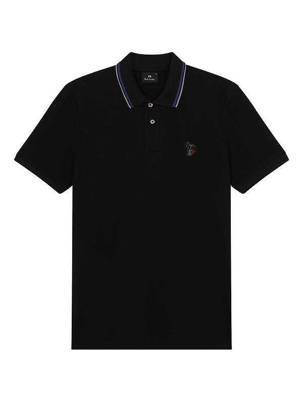 Product image of Paul Smith Men's Regular Fit Stretch-Cotton 'Broad Stripe Zebra' Polo Shirt - Black