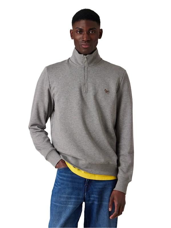 Paul Smith Men's Zebra Logo Zip-Neck Sweatshirt - Grey Marl Image 2