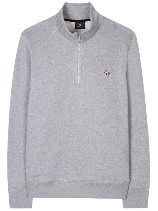 Product image of Paul Smith Men's Zebra Logo Zip-Neck Sweatshirt - Grey Marl