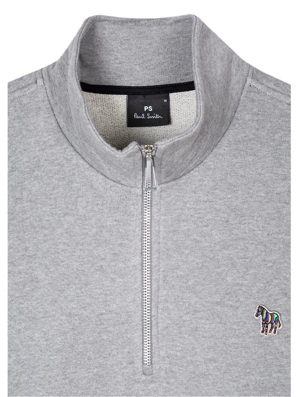 Paul Smith Men's Zebra Logo Zip-Neck Sweatshirt - Grey Marl Image 5
