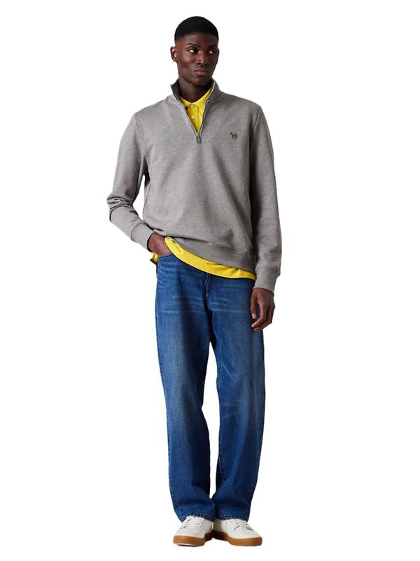 Paul Smith Men's Zebra Logo Zip-Neck Sweatshirt - Grey Marl Image 3