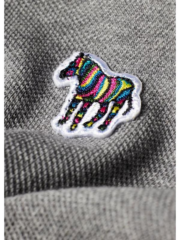 Paul Smith Men's Cotton-Piqué Zebra Logo Polo Shirt - Grey Melange Image 4
