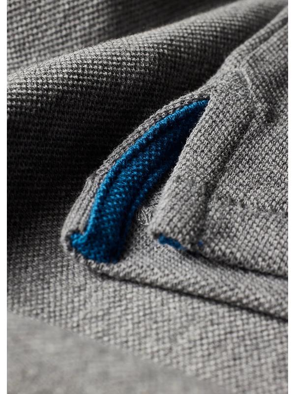 Paul Smith Men's Cotton-Piqué Zebra Logo Polo Shirt - Grey Melange Image 5