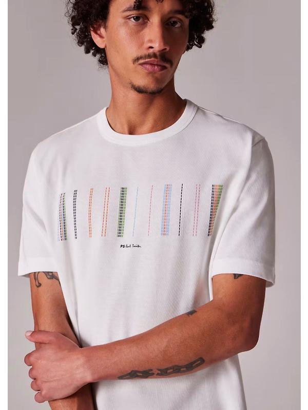 PS By Paul Smith Men's Stitch Stripe Print T-Shirt - White Image 2