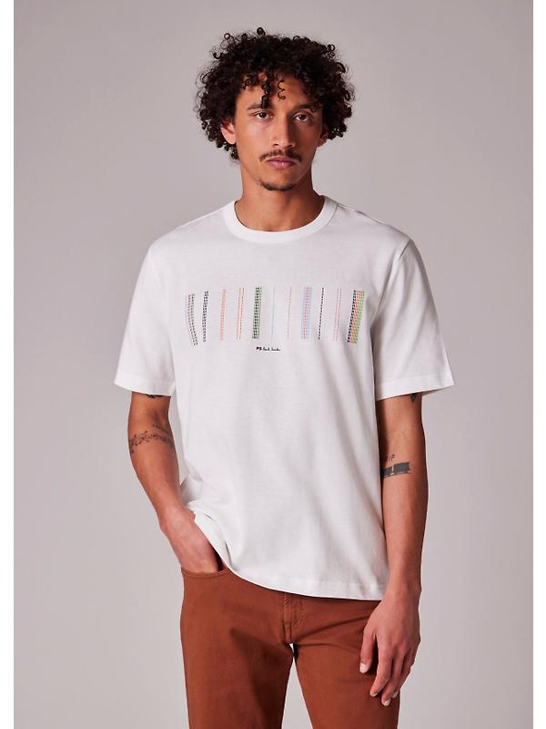 PS By Paul Smith Men's Stitch Stripe Print T-Shirt - White Image 3