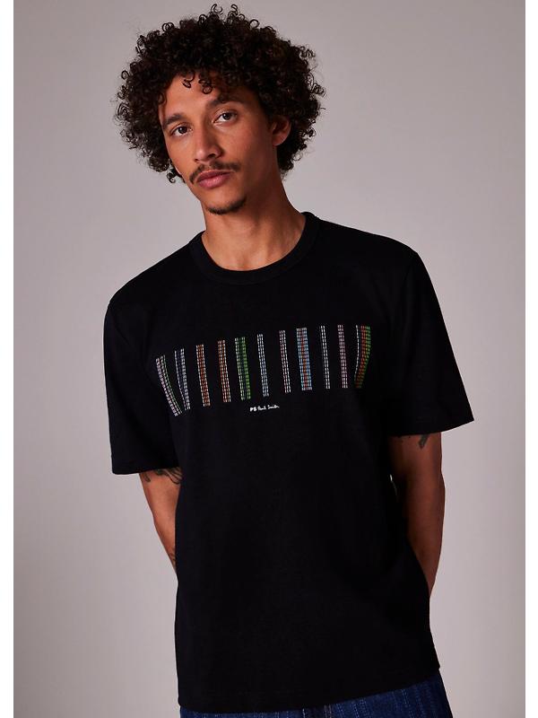 PS By Paul Smith Men's Stitch Stripe Print T-Shirt - Black Image 3