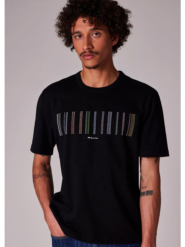 PS By Paul Smith Men's Stitch Stripe Print T-Shirt - Black Image 2
