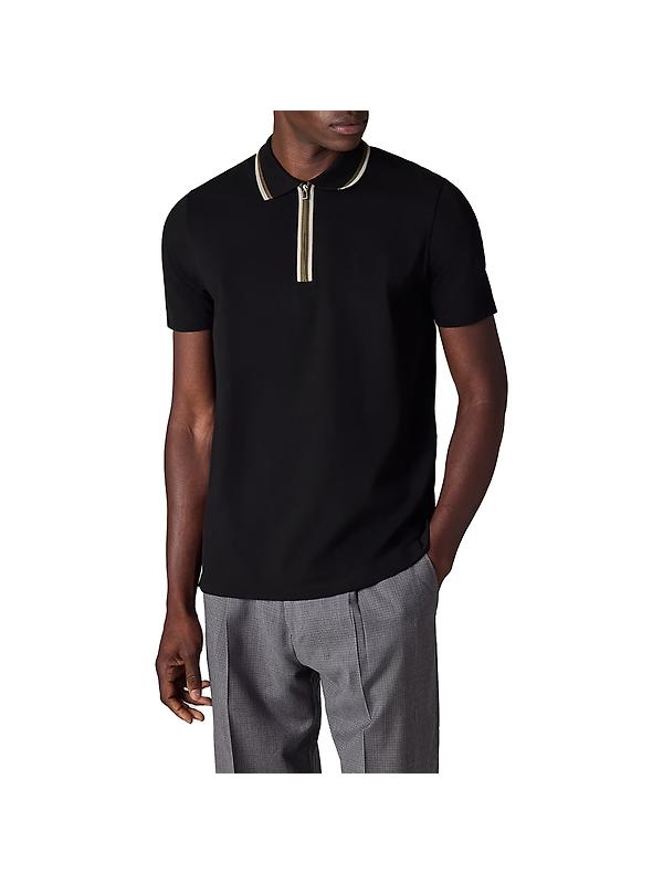 PS By Paul Smith Men's Contrast Tipping Zip Polo Shirt - Black Image 1