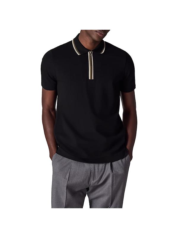 PS By Paul Smith Men's Contrast Tipping Zip Polo Shirt - Black Image 2