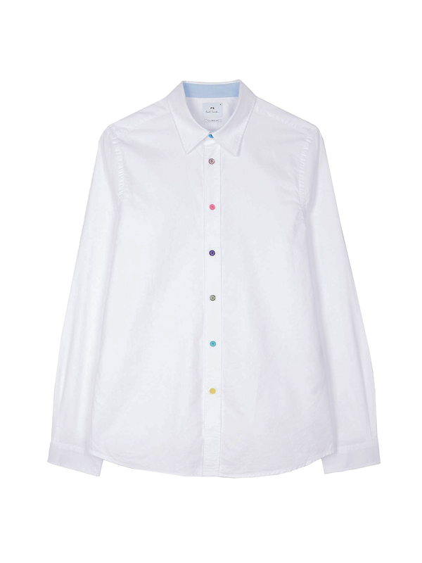 Product image of Paul Smith Men's Tailored-Fit Multicolour Button Oxford Shirt - White