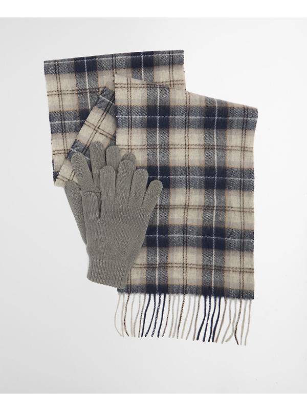 Barbour Men's Tartan Scarf & Glove Gift Set - Grey Midnight Image 2