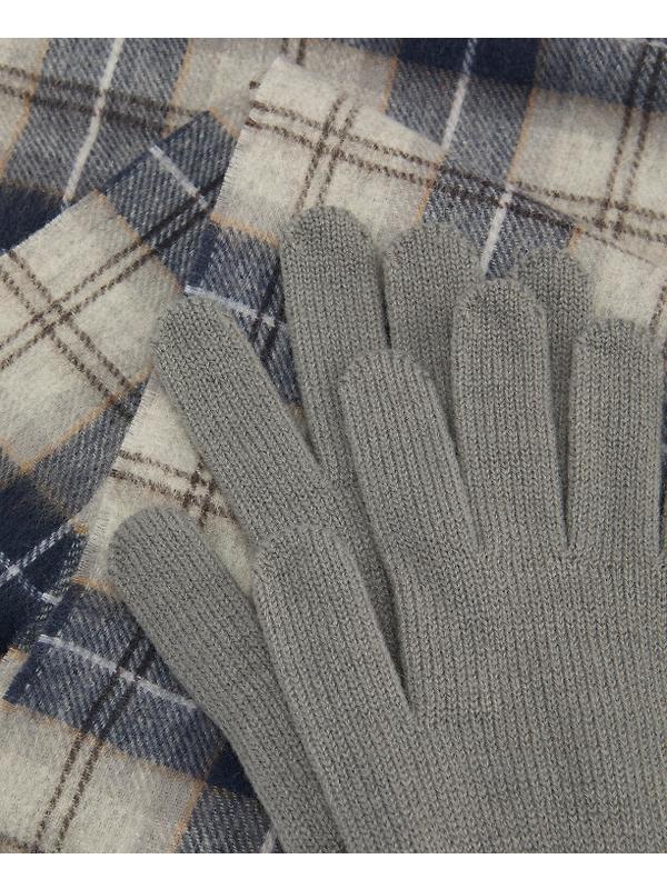 Barbour Men's Tartan Scarf & Glove Gift Set - Grey Midnight Image 11