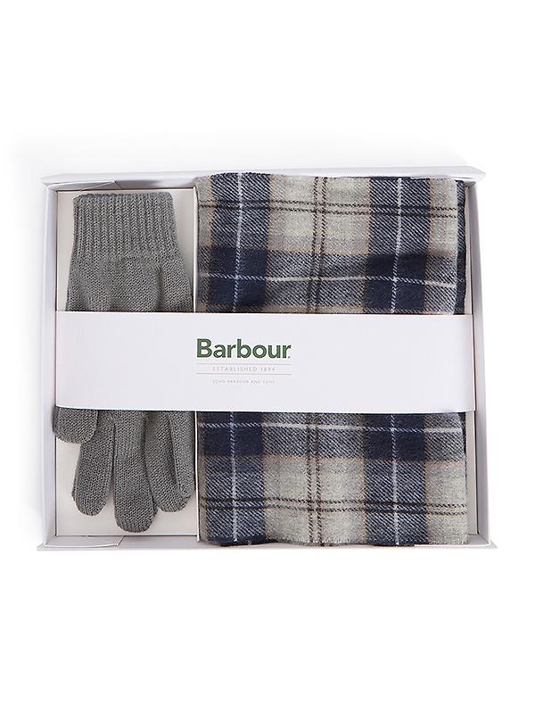 Barbour Men's Tartan Scarf & Glove Gift Set - Grey Midnight Image 1