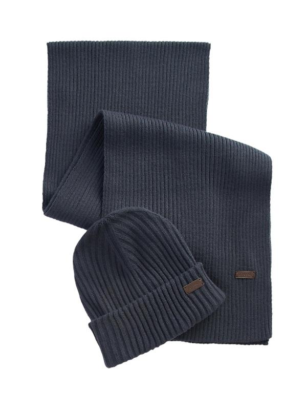 Product image of Barbour Men's Crimdon Beanie & Scarf Gift Set - Navy