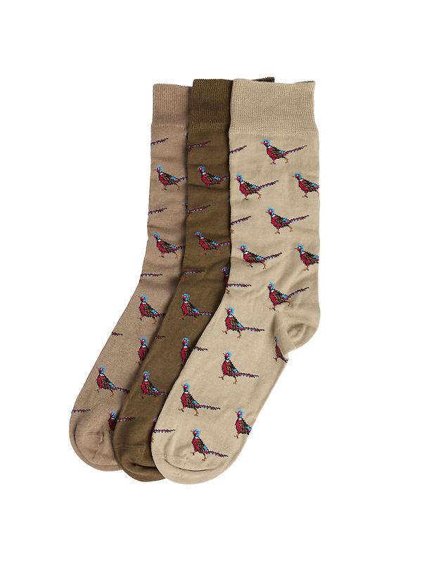 Barbour Men's Pheasant Socks Gift Box - Trench/Beech Mix Image 1
