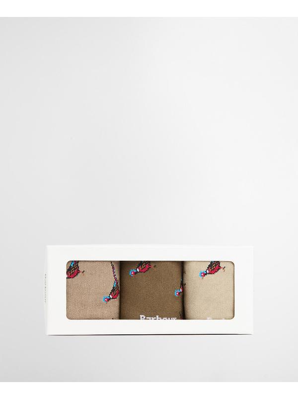 Barbour Men's Pheasant Socks Gift Box - Trench/Beech Mix Image 2