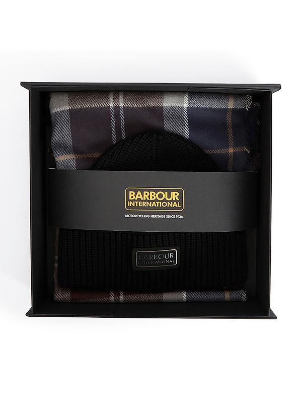 Barbour International Men's Sweeper Beanie and Scarf Gift Set - Black Image 1