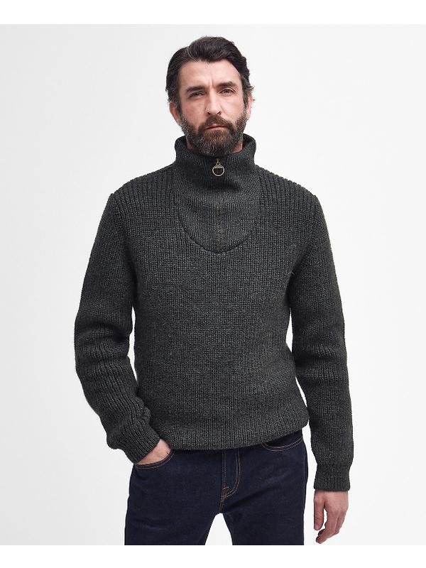 Barbour Men's New Tyne Half Zip Sweater - Olive Image 2