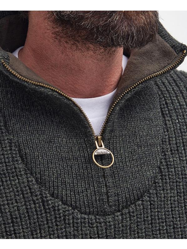 Barbour Men's New Tyne Half Zip Sweater - Olive Image 6