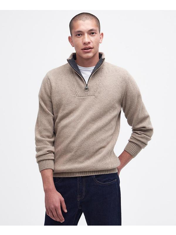 Barbour Men's Nelson Half Zip Sweater - Stone Image 3