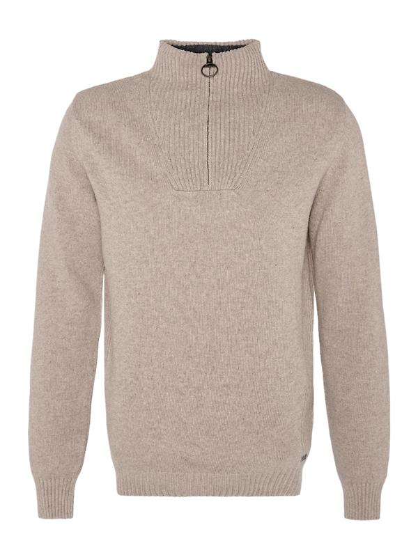 Barbour Men's Nelson Half Zip Sweater - Stone Image 1